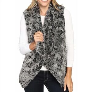 Dylan True Grit Draped Faux Fur Open Front Vest Grey Size XS